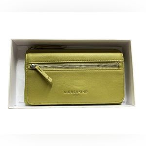 Liebeskind Zip Wallet Clutch Designer Leather Green Berlin RFID